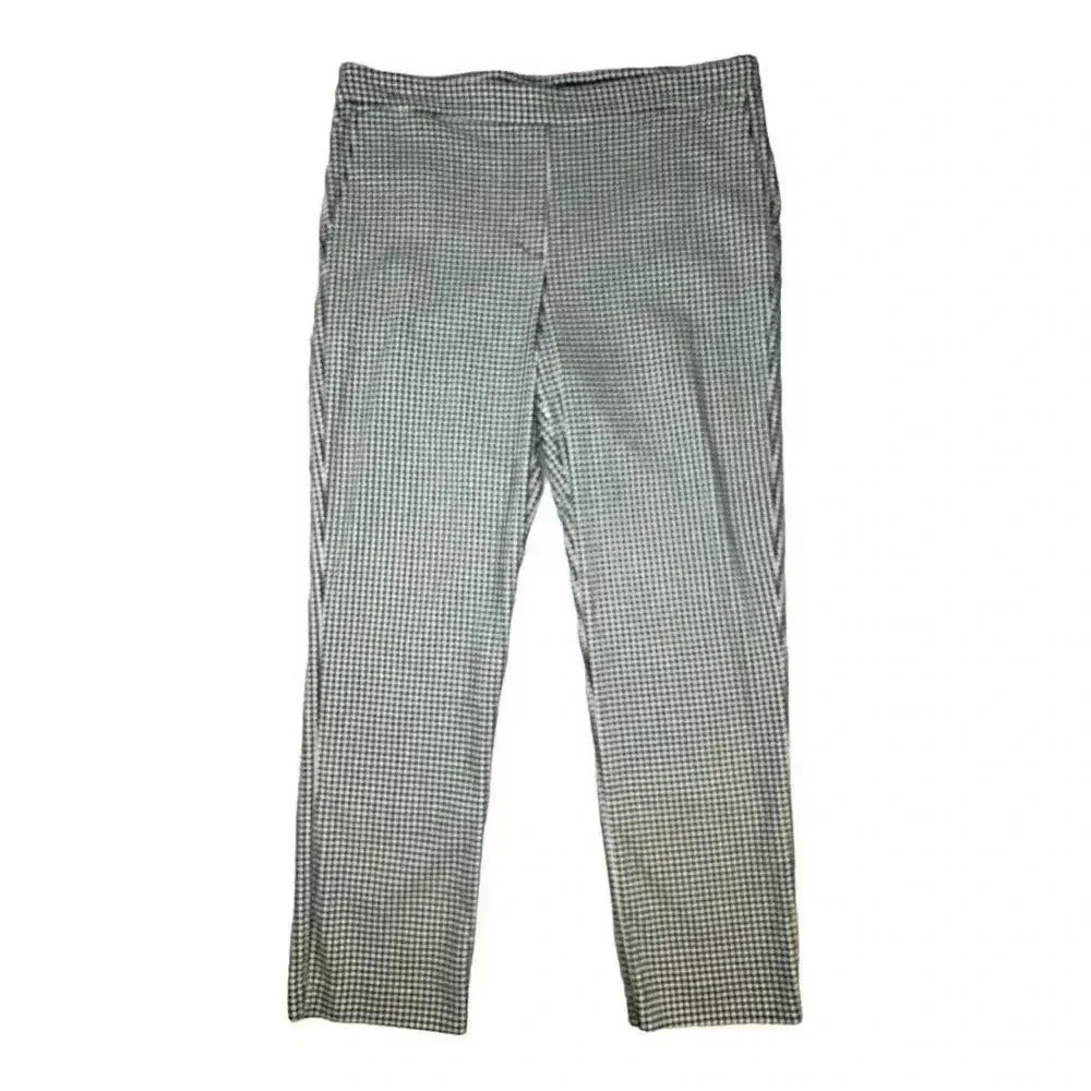 Nicole Miller Women’s Size 12 Black‎ & White Gingham Stretch Pull On Ankle Pants